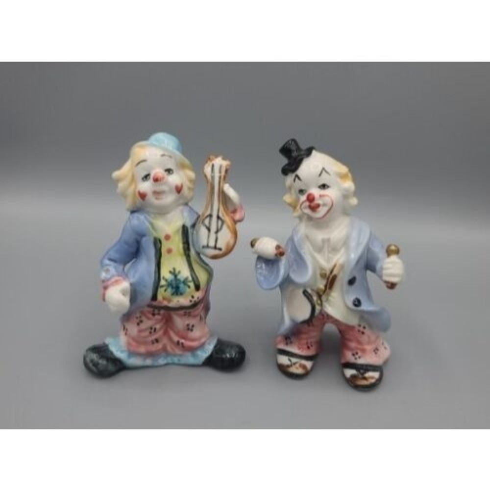 Ceramic Hand Painted Home Bank Clowns Set Of 2